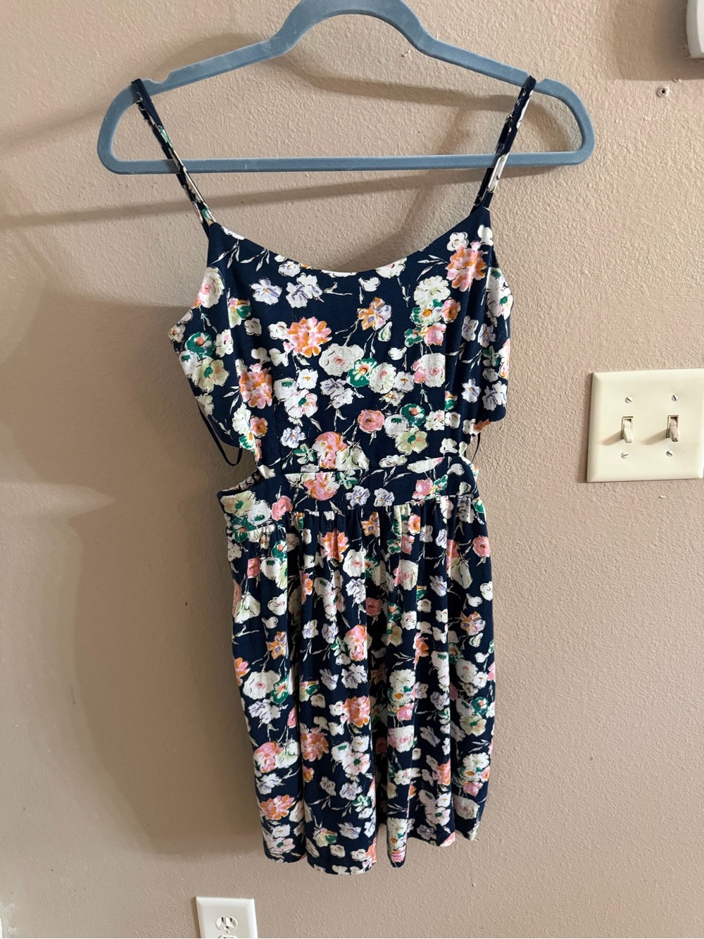 040. Hem & Thread Navy Floral Summer Dress with Pink and Green Accents - Picture 5 of 5